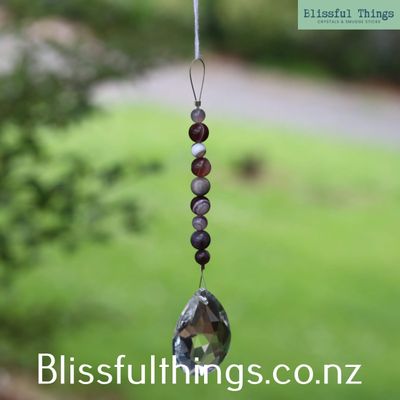 Rainbow Catcher - Teardrop with Botswana Agate Beads