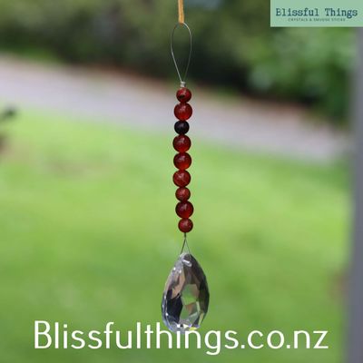 Rainbow Catcher - Teardrop with Carnelian beads