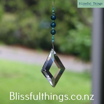 Rainbow Catcher - Diamond with Apatite &amp; Dyed Emerald Beads