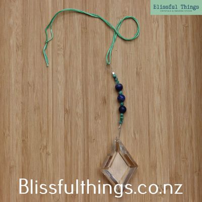 Rainbow Catcher - Diamond with Sodalite &amp; Dyed Emerald Beads