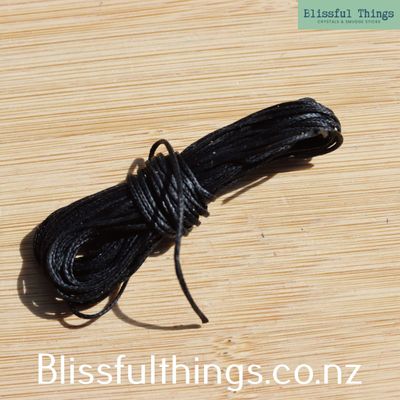 Black Polyester Waxed Cord 1mm, 5 meters