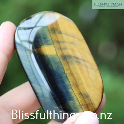 Blue and Gold Tigers eye Palm Stone