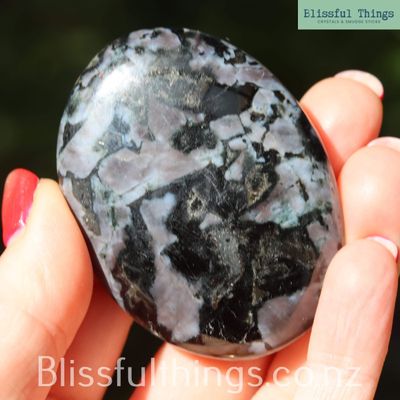 Indigo Gabbro/Mystic Merlinite Palm Stone