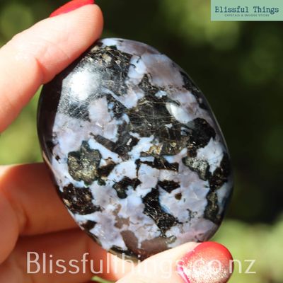 Indigo Gabbro/Mystic Merlinite Palm Stone