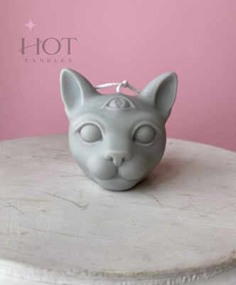 Enlightened Pussy ~ stone | Cat Head Candle
