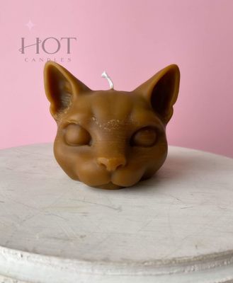 Large Kitty ~ beeswax chocolate cat candle