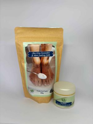 Aloe Vera, Cucumber &amp; Mint Foot Balm &amp; Soaking Salts Duo