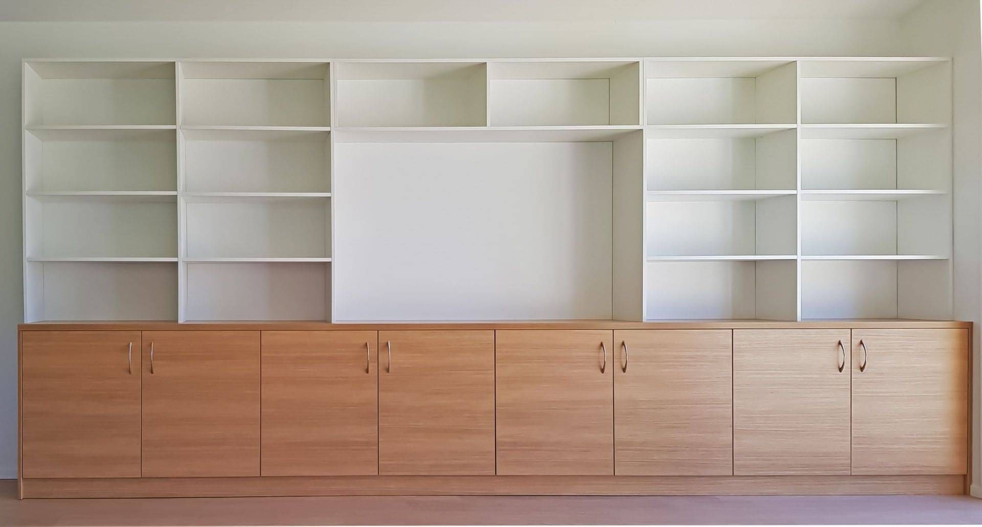 Fixed to the wall entertainment unit modern and minimal design.