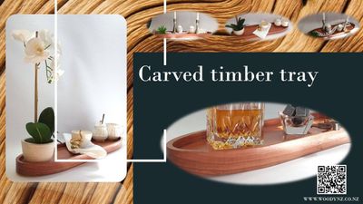 Elegant Carved Solid Wooden Tray &ndash; &ldquo;Oval Deep Forest&rdquo;