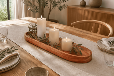Elegant Carved Solid Wooden Tray &ndash; &ldquo;Oval Deep Forest&rdquo; - for a limited time ONLY