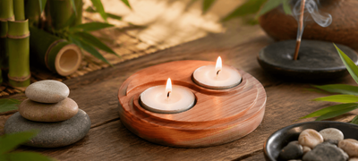 Candle tea light holder - Yin and Yang symbol ancient Chinese balance sign