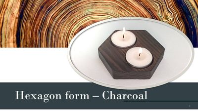 Wooden candle tea light holder  - Charcoal - Hexagon Form