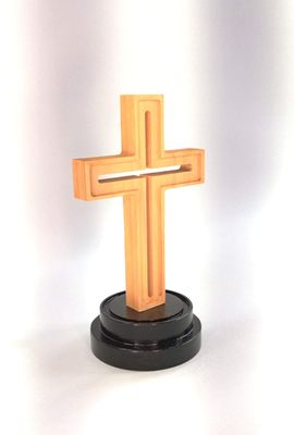 Natural-finish wooden Cross &amp;  black-finish base - For a limited time only