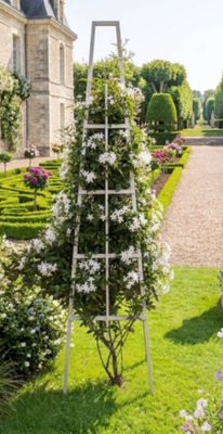 Wooden A-Frame Garden Obelisk Trellis - white color