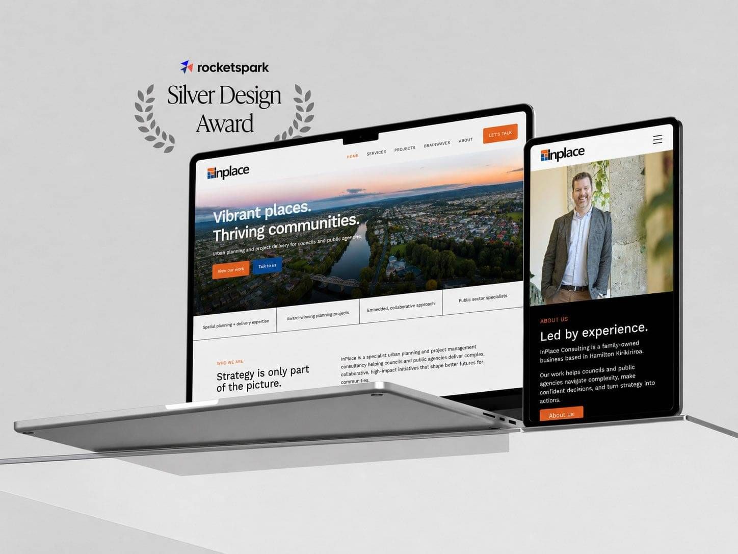 Urban Planning website design displayed on a laptop screen