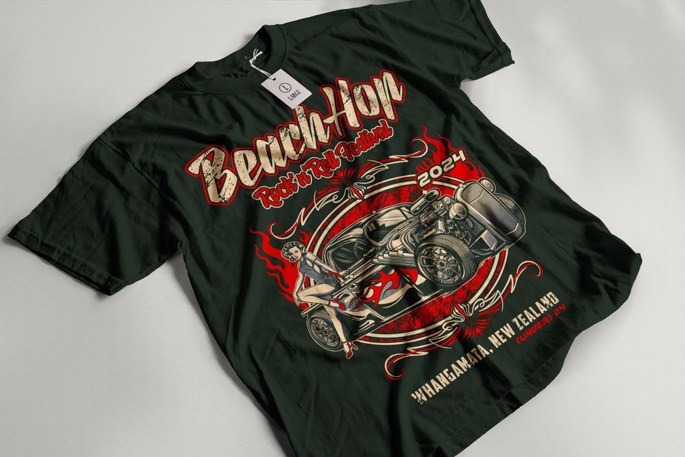 TShirt concept design for beach hop new zealand