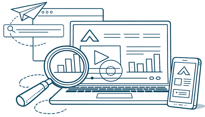 Illustration representing website support, maintenance and web design services