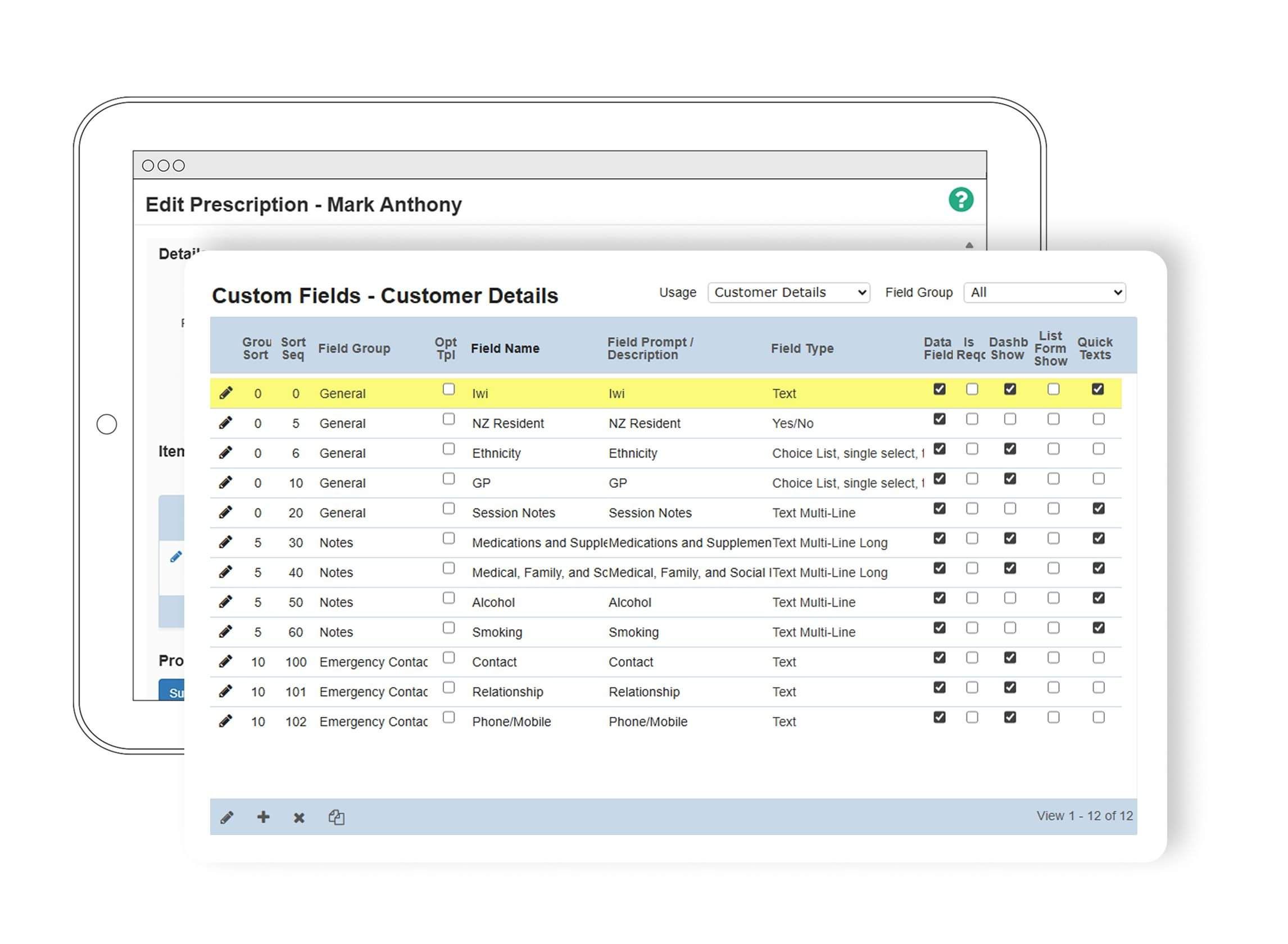 Customisable client notes templates