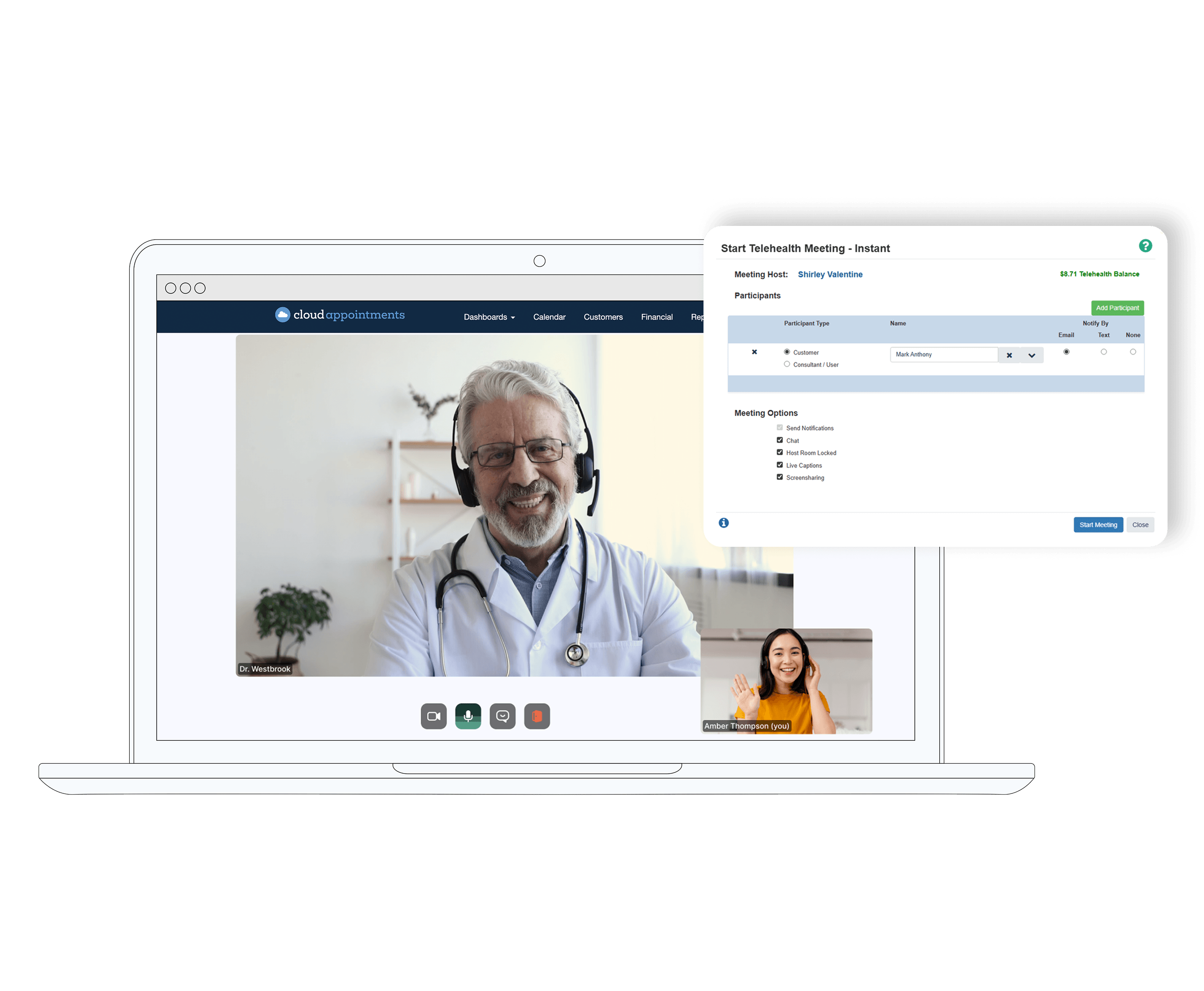 Telehealth virtual meeting between doctor and patient