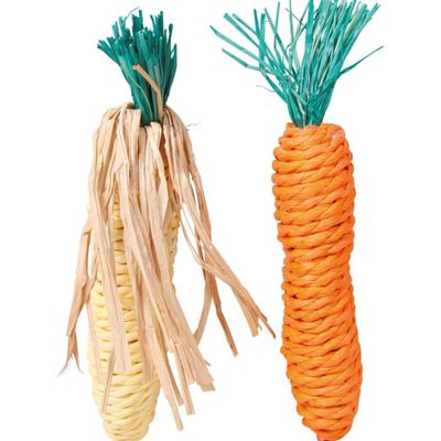 Trixie Straw Carrot &amp; Corn 15cm 2pc