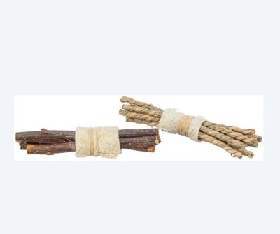Trixie Seagrass &amp; Wood Gnawing Sticks with Loofa 10cm 2pk