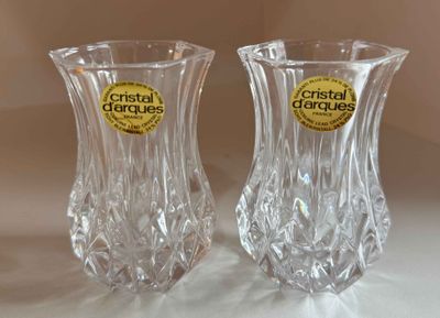 Cristal d&rsquo;arques pair small vases