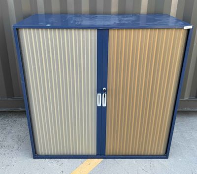 Blue Tambour Cabinet