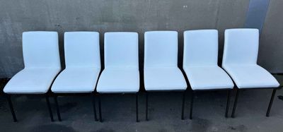 D A Lewis White Leather Dining Chairs