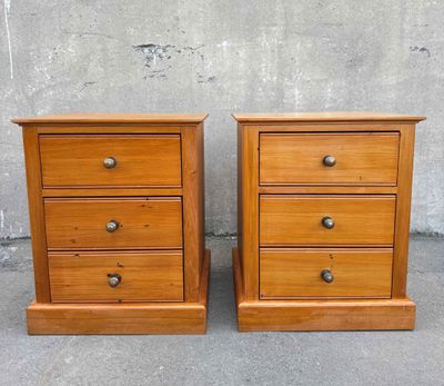 Pair Bedside Drawers Recycled Rimu