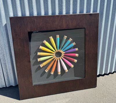 Framed Coloured Cotton Reels