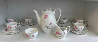 Johnson Brothers, Snowhite Pattern Rose Teapot / Tea Set.
