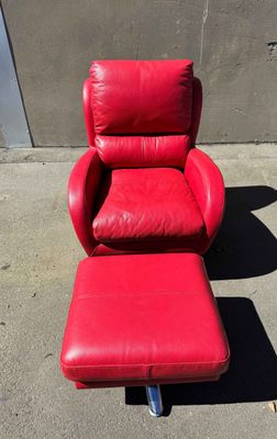 Red Chair and Footstool
