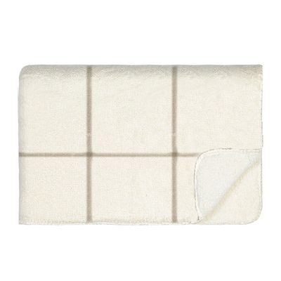Linens &amp; More Grid Sherpa Throw - Cream/Taupe