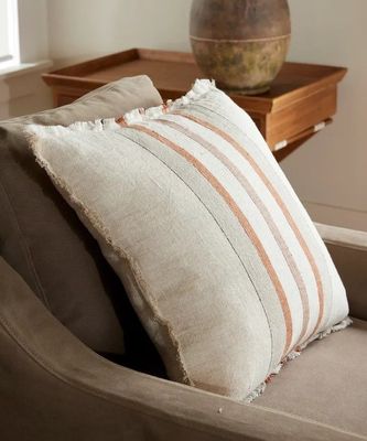 French Country Herringbone Stripe Linen Cushion