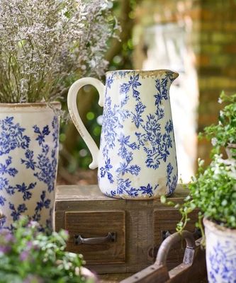 French Country Blue Floral Jug