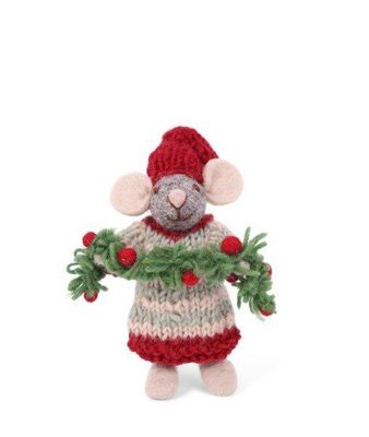 Gry &amp; Sif Small Grey Mouse With Garland