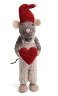 Gry &amp; Sif Small Grey Mouse with Heart