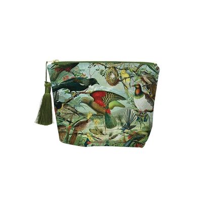 100% NZ Velvet Cosmetic Bag - NZ Native Birds