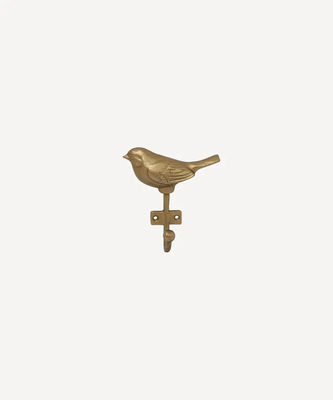 French Country Birdie Iron Wall Hook - Gold