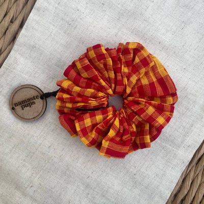 Scrunchie - Orange &amp; Red Checks