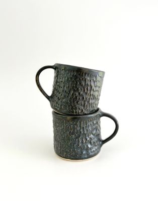 Satin Black Carved Mug