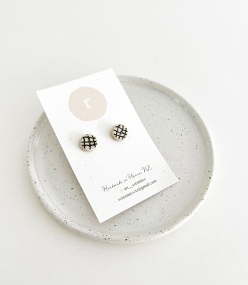 Ceramic Stud Earrings - Grid