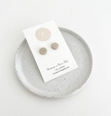 Ceramic Stud Earrings - Matte White