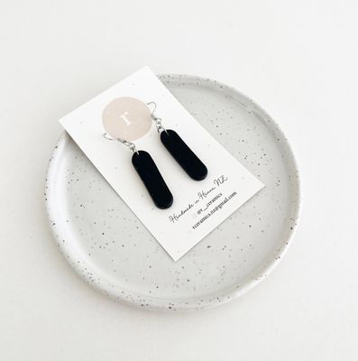 Ceramic Drop Earrings - Black