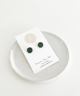 Ceramic Stud Earrings - Forest Green