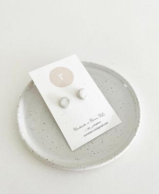 Ceramic Stud Earrings - White