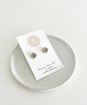 Ceramic Stud Earrings - Grid