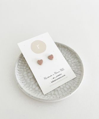 Ceramic Stud Earrings - Mini Rose Hearts