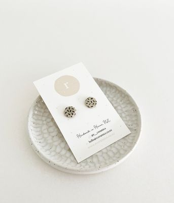 Ceramic Stud Earrings - Black Dash