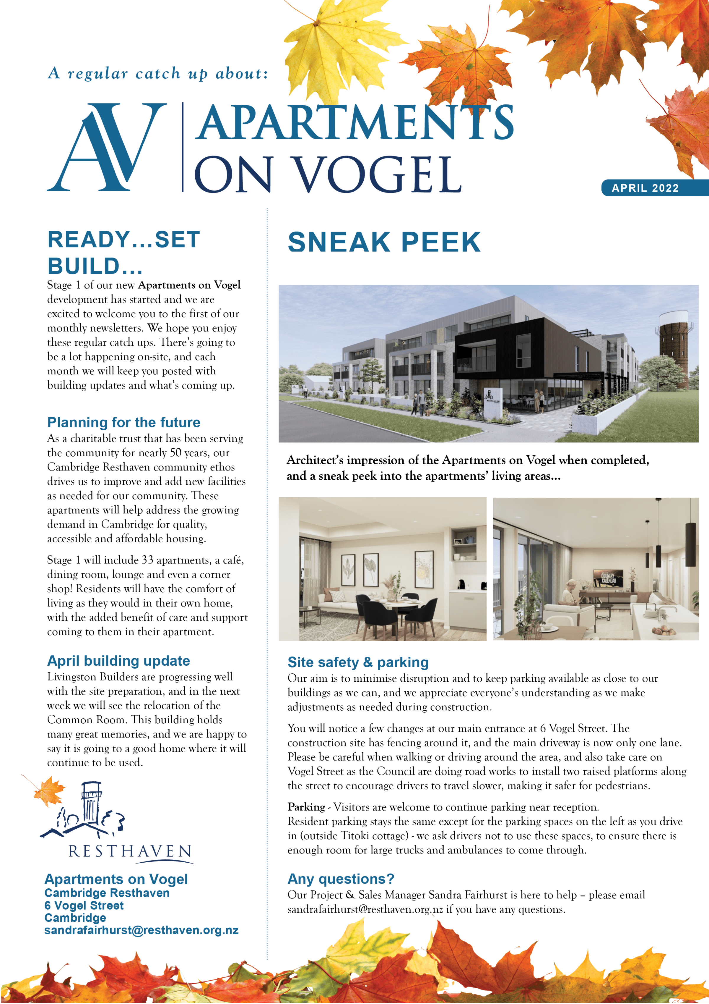 Read the Apartments on Vogel April 22 Newsletter
